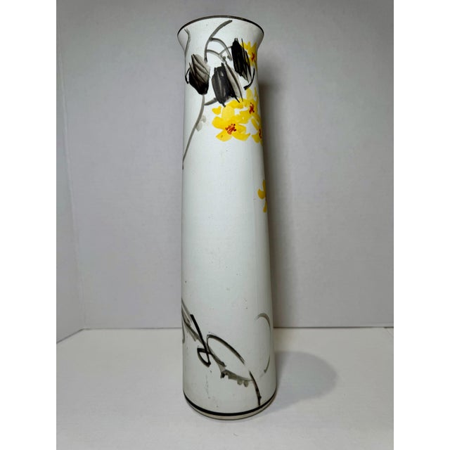 Chinese Mid 20th Century Chinese Hand Painted Porcelain Vase With Floral Decoration and Calligraphy For Sale - Image 3 of 6