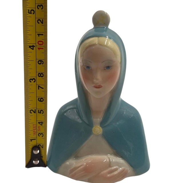 Rare Art Deco Lenci Torino Italian Ceramic Madonna Bust, 1930s For Sale - Image 9 of 9