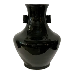 Chinese Black Glazed Handled Vase