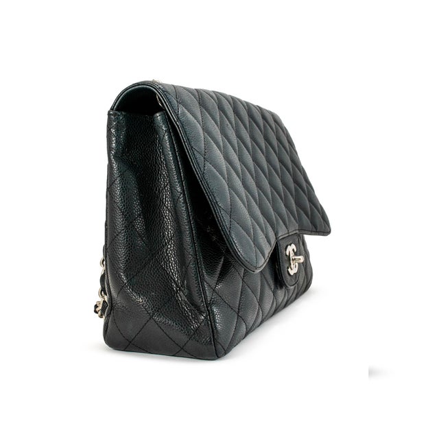Modern Chanel Jumbo Classic Double Flap 30cm Black Caviar Silver Hw For Sale - Image 3 of 11