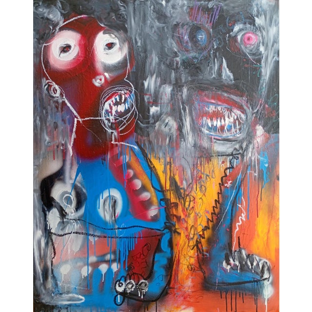 Duo of Aces by Lazasteller. Contemporary Neo Expressionist Painting For Sale