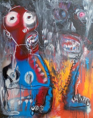 Duo of Aces by Lazasteller. Contemporary Neo Expressionist Painting