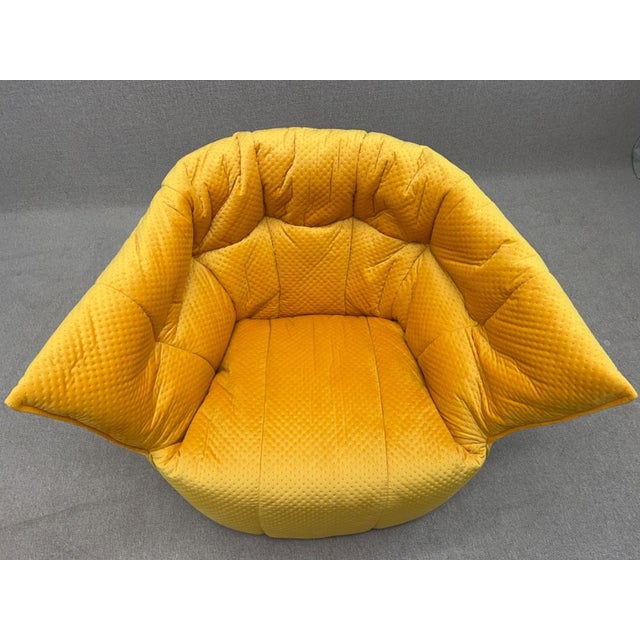 Set of Vintage Armchair and Ottoman in Yellow Brigantin from Ligne Roset For Sale - Image 5 of 18