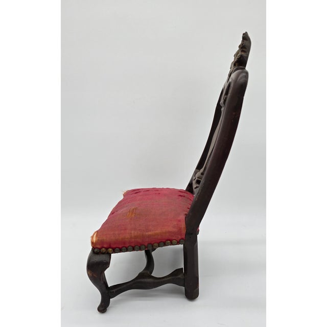 Queen Anne Antique Miniature Salesman Sample Baroque Queen Anne Side Chair For Sale - Image 3 of 14