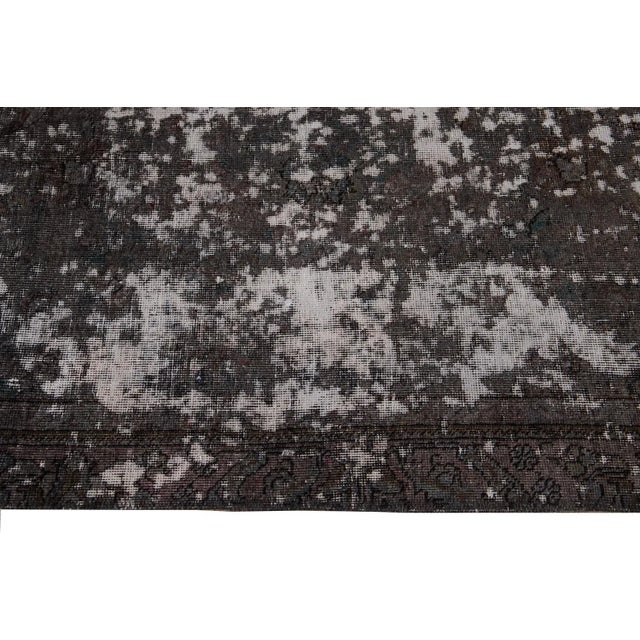 Brown Vintage Overdyed Handmade Allover Gray and Brown Wool Rug 8'6" X 11'3" For Sale - Image 8 of 10