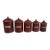 Set of Five French Reddish Brown Enamel Kitchen Canisters With Original Lids For Sale