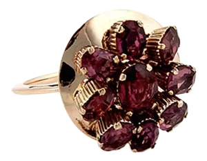 Circular Movable Pink Tourmaline 14k Rose Gold Cocktail Ring, - Size 7.75