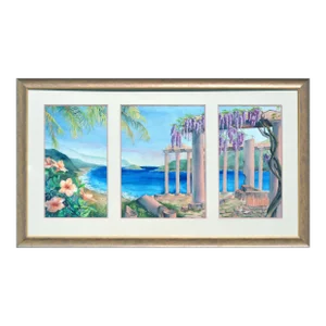 Large Scale Triptych Watercolor Landscape -- Paradise Cove by Isabel McCauley