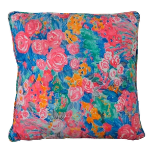 Vintage Impressionism Boho Chic Rainbow Floral Fiber Filled Throw Pillow