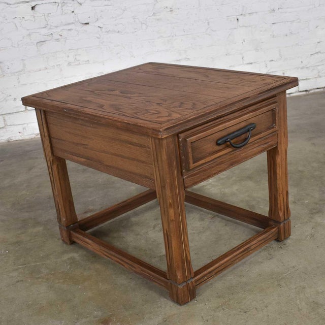 Vintage Ranch Oak Drawered End Table Acorn Brown Finish by A. Brandt
