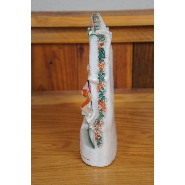 Staffordshire Antique Staffordshire Castle Cherub Pocket Watch Tower Spill Vase For Sale - Image 4 of 12
