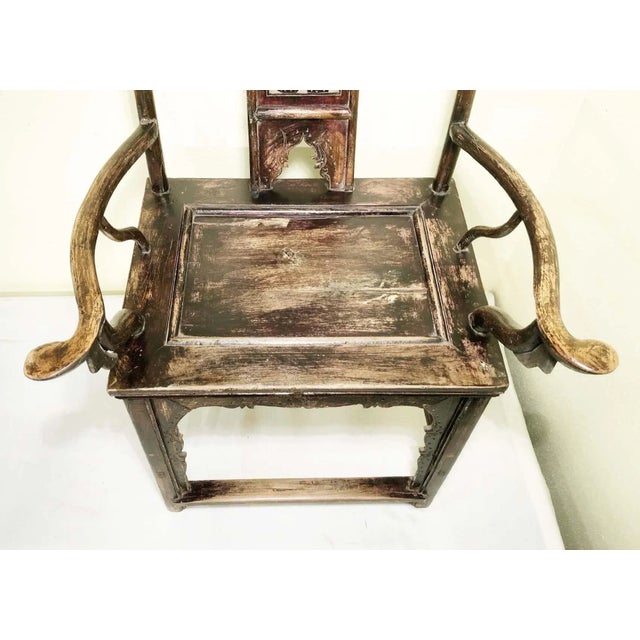 Antique Chinese High Back Arm Chairs, Circa 1800-1849 - A Pair For Sale - Image 10 of 11