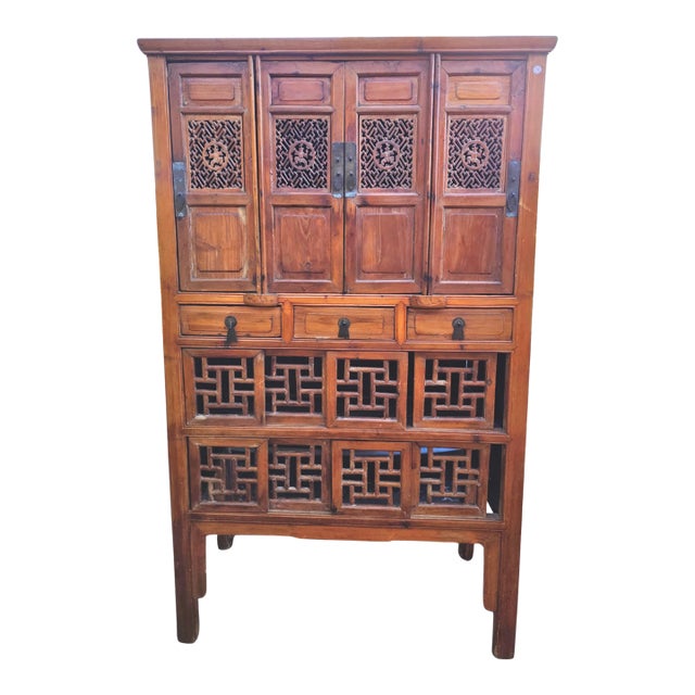 Antique Chinese Kitchen Cabinet Chinoiserie Asian Storage For Sale