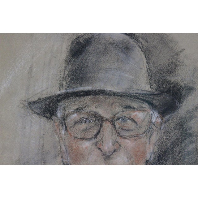 Japanese School Artist, Portrait of a Gentleman in Montmartre, Paris, 1972, Mixed Media on Paper For Sale - Image 13 of 15