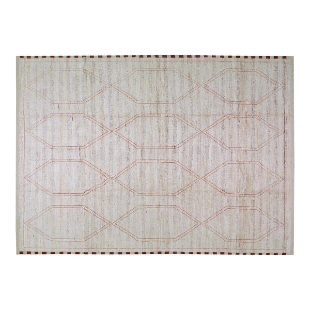 Moroccan Hand Knotted Wool Rug, 9'9''x14' For Sale