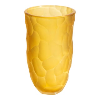 Hand Blown Murano Moon Vase in Amber Medium For Sale