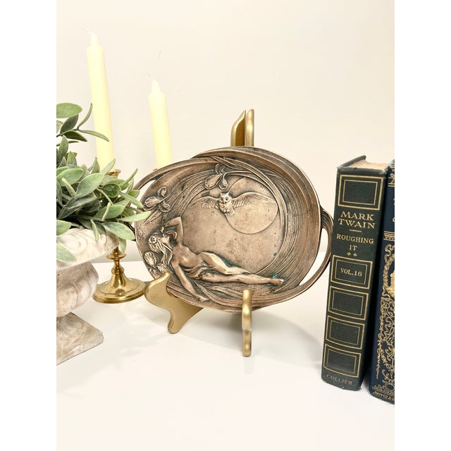 Metal Antique Bronze Art Nouveau Tray For Sale - Image 7 of 13