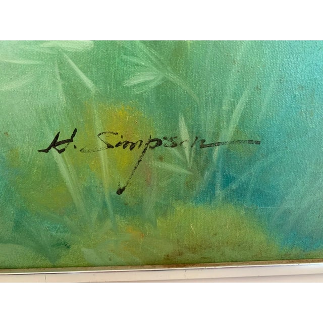 1960s Square Painting of Foxgloves by H Simpson For Sale - Image 5 of 11