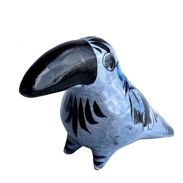 Offered is a vintage 1970s burnished ceramic toucan figurine from Tonalá in Jalisco, Mexico. The province is famed for its...