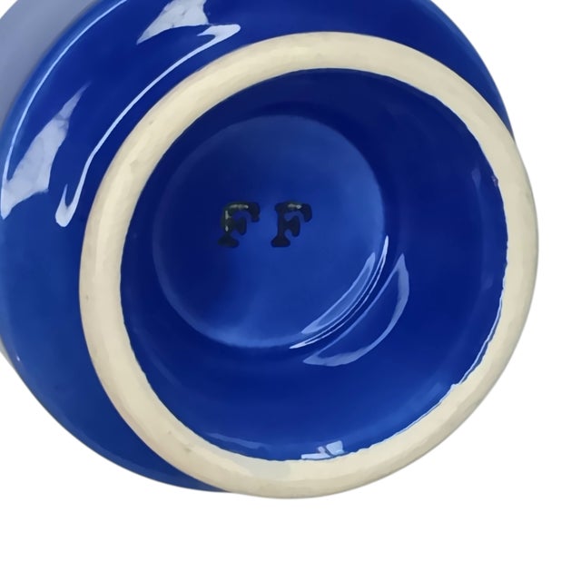 Ceramic Vintage Retro Personal Ashtray Ceramic Blue by Fitz and Floyd Deep Bowl - MCM For Sale - Image 7 of 10