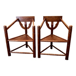 Antique Swedish Primitive Monk Corner Chairs For Sale