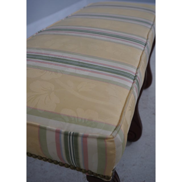 English Regency Six-Leg Mahogany Upholstered Window Bench For Sale - Image 9 of 12