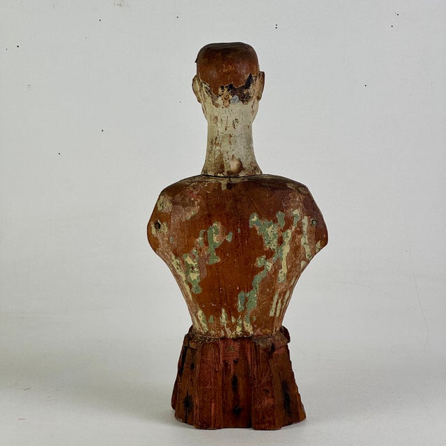 Stupendous & Charming Salvaged Antique Carved Wood Santos Mannequin Sculpture, 16" H For Sale - Image 15 of 17