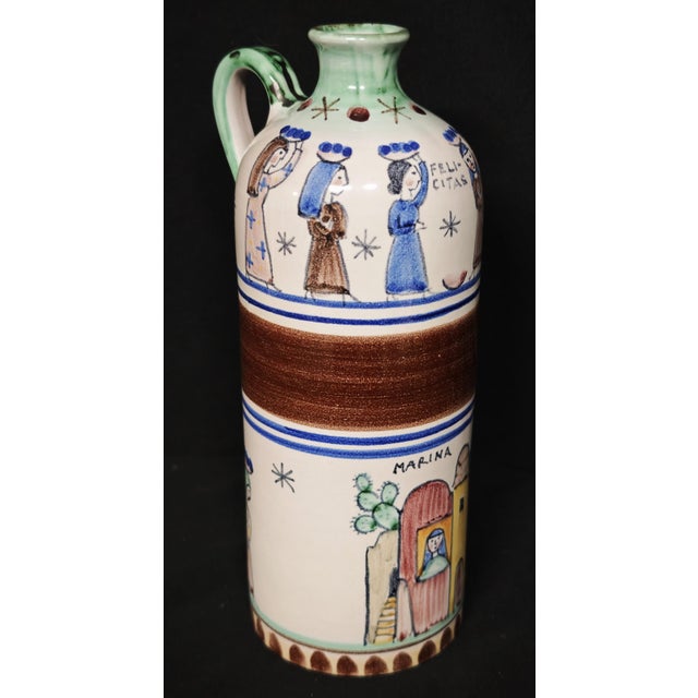 V. Pinto Vietri Vietri Ceramic Bottle Naive Copper Green Vietri 1960s For Sale - Image 14 of 14