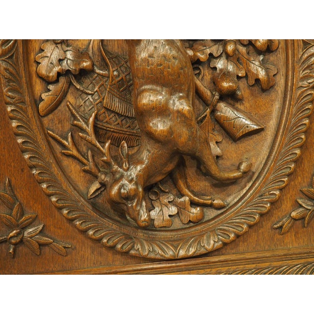 Brown Pair of French Antique Black Forest Panels in Carved Oak, Late 19th Century For Sale - Image 8 of 18