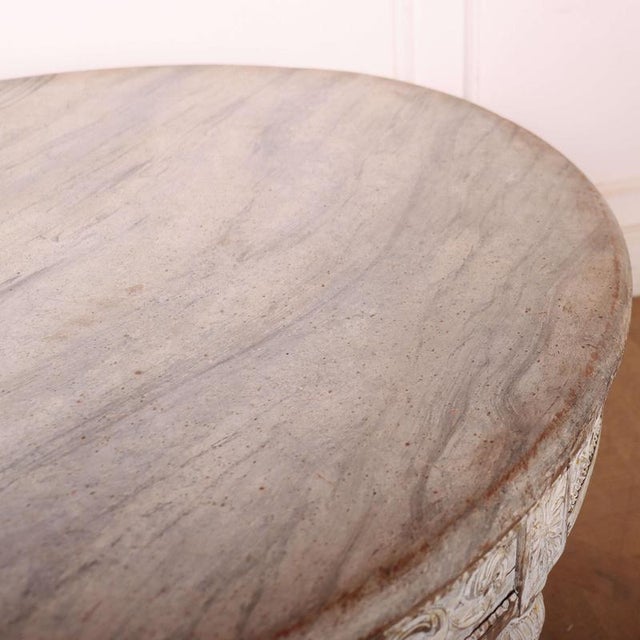 Stone Swedish Carved Lamp Table For Sale - Image 7 of 9