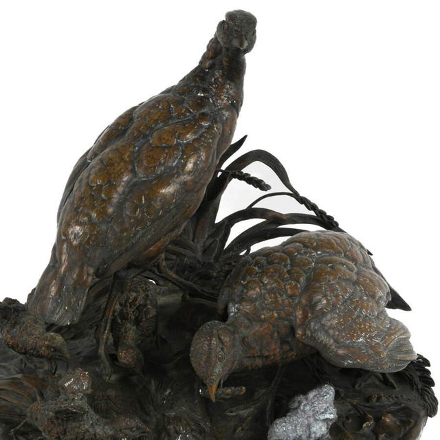 Late 19th Century Antique Bronze Bird Family Grouping Sculpture by Jules Moigniez, French Animalier, Late 19th Century For Sale - Image 5 of 8
