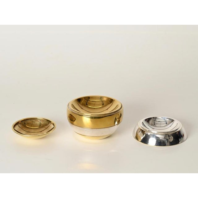 Egg Stackable Ashtray / Catchall in Brass and Chrome by Tommaso Barbi, Italy, 1970s For Sale - Image 12 of 14