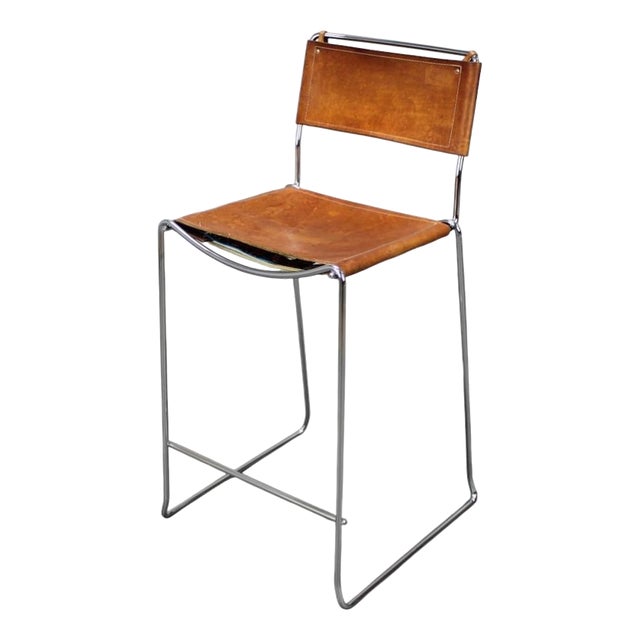 Leather Bar Stool by Giandomenico Belotti for Alias, Italy, 1970s For Sale