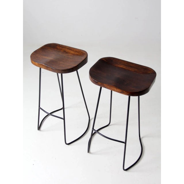 Mid-Century Modern Mid-Century Stools Pair For Sale - Image 3 of 10