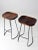 Pair of Vintage Sculpted Wood Saddle Seat Bar Stools With Black Iron Bases For Sale - Image 4 of 11