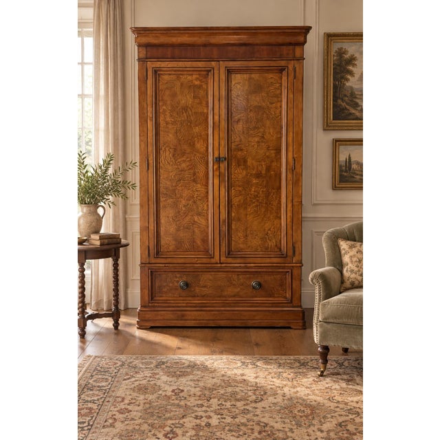 Vintage Ethan Allen Burled Wood Townhouse Armoire For Sale - Image 12 of 12