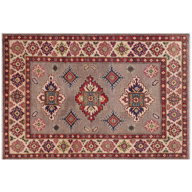 Gray Southwestern Kazak Gray/Beige Wool Rug - 3'10''x5'10'' For Sale - Image 8 of 10