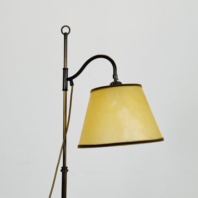 Mid-Century Modern Adjustable Brass Column Floor Lamp, Italy, 1930s For Sale - Image 10 of 11