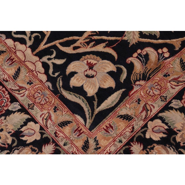 Shabby Chic 1990's Floral Pak-Persian Black/Green Wool Rug - 8'2'' X 10'4'' For Sale - Image 4 of 9