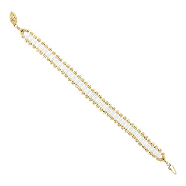 Vintage Rice Pearl Bracelet 14k Yellow Gold For Sale