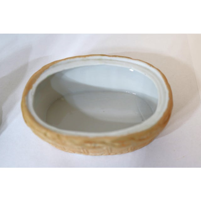 Antique 19th century hen on nest covered box. Pretty lady!