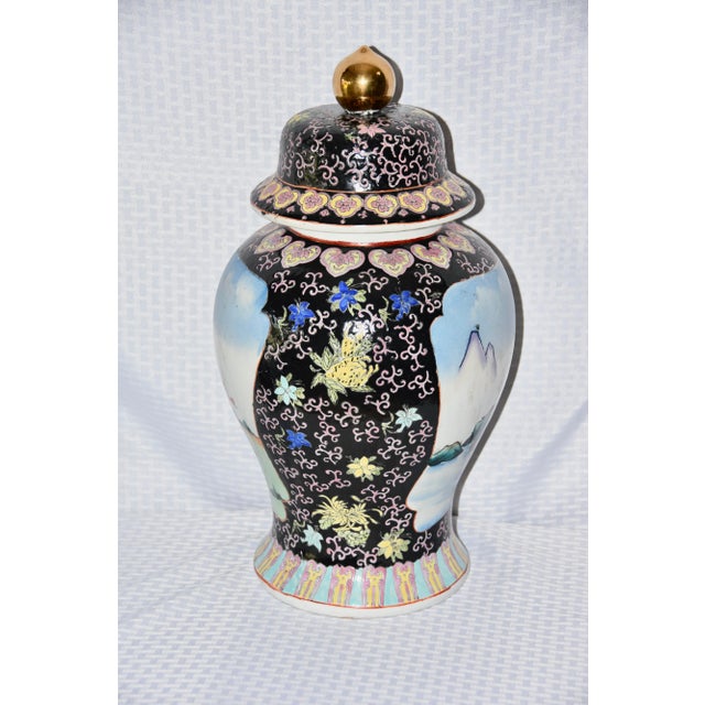 1950s 1950s Japanese Decor Royal Satsuma Hand Painted Ginger Temple Jar Vase For Sale - Image 5 of 10