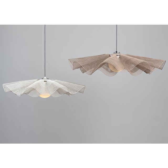 Contemporary Wiggle Pendant Light, Tofu, 27.5" Diameter by Oggetti For Sale - Image 3 of 5
