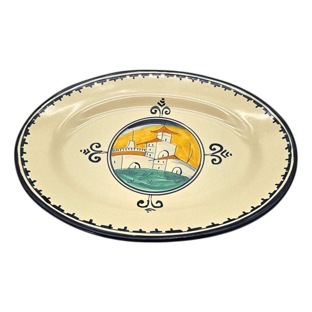Late 20th Century Corso Dei Fiori “Casolare” 15” Serving Platter, Hand Painted Maiolica For Sale
