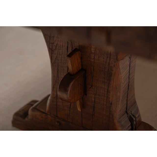 Large Brutalist Dining Table in Oak, 1970s For Sale - Image 18 of 18