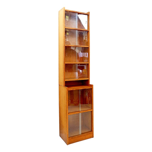 Tall Mid-Century Glazed Bookcase, 1960s For Sale