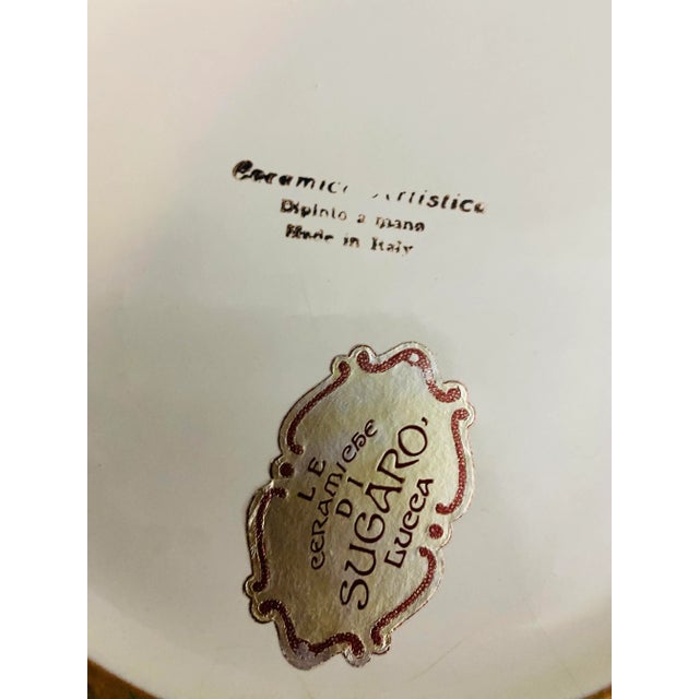 Blue Italian Ceramiche Hand Painted Serving Bowl Blue & Yellow Lemon Design Sign For Sale - Image 8 of 10