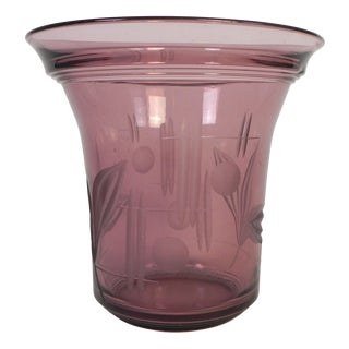 Art Deco Vase with Engraved Geometric and Floral Motifs, 1930s For Sale