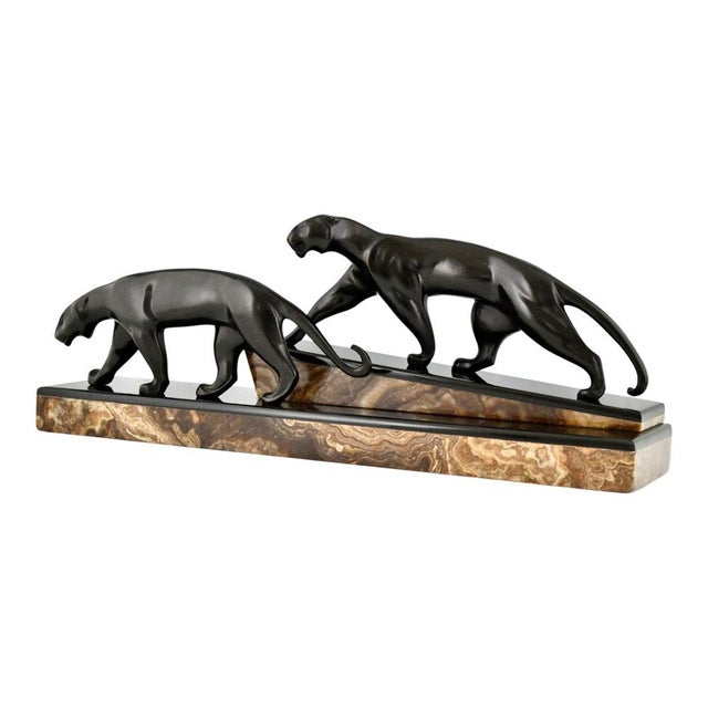 Michel Decoux, Art Deco Panther Sculpture, 1920s, Bronze on Marble Base For Sale - Image 9 of 13