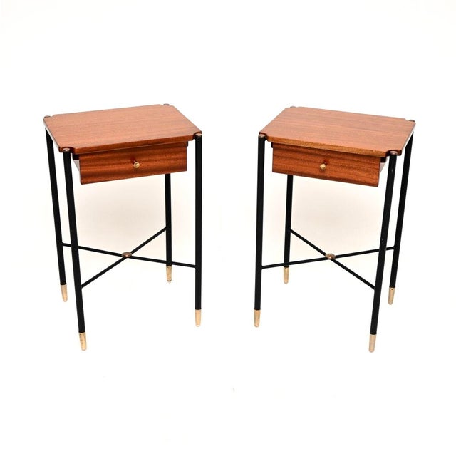 Vintage French Side Tables in Brass and Steel, 1950, Set of 2 For Sale - Image 11 of 11